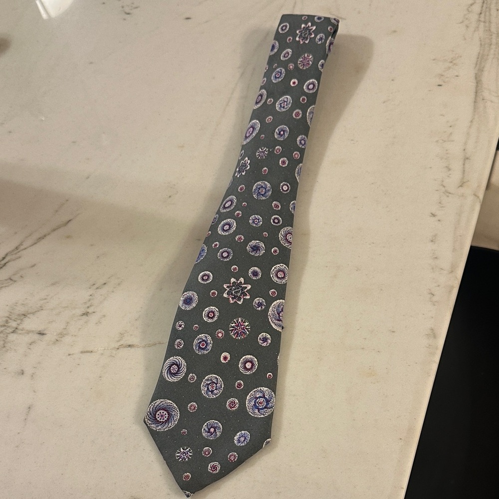 Hermes Gray and Purple Patterned Tie